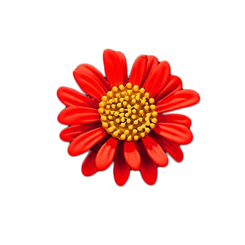 Multicolor Cute Daisy Flower Brooch Pins, Plant Sunflower Suit Lapel Pin,Pink Yellow White Sun Flower Dress Neckline Pin Enamel Charm Daisy Coat Collar Brooch for Women Girls Men Jewelry Gifts - color: D red