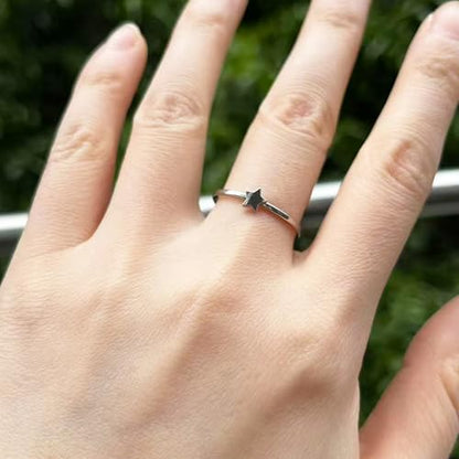 Sun and Moon Rings Stainless Steel Crescent Sun Rings for Women Gold Open Ring Middle Index Finger Jewelry Gift - color: E-Silver Star