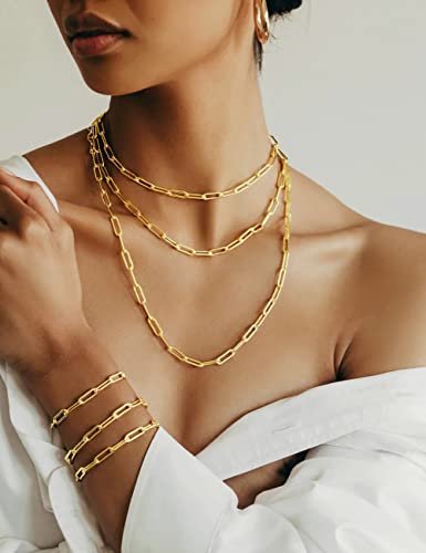 925 Sterling Silver Paperclip Chain 3mm 4mm 5mm 6mm 7mm Necklace for Women Men Diamond Cut Silver Necklace Chain 16-30 Inches - color: Gold, size: 24, style: 3mm
