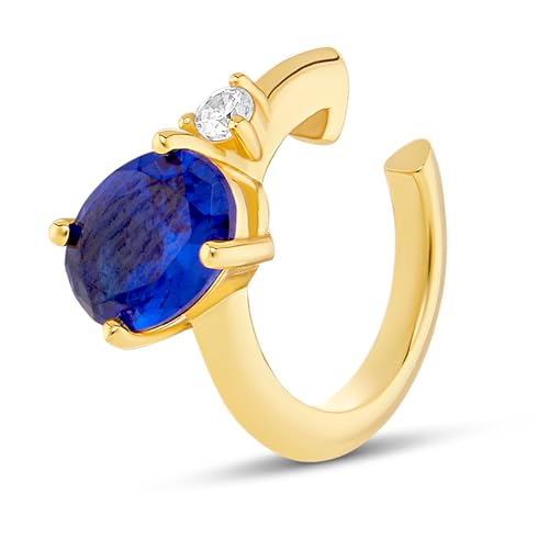 MILLA Ear Cuffs Non Piercing, Birthstone Jewelry, 14K Gold Plated over 925 Sterling Silver Half Hoop Dainty Earrings for Women Trendy with CZ Stones, Lightweight and Hypoallergenic - color: 09 September - Sapphire