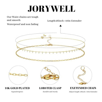 14K Gold Plated Waist Chain for Women Layered Waist Beads Belly Chain Belt, Waterproof Summer Beach Body Jewelry for Bikini, Festival Vacation Accessories for Women - style: Pearl Tassel-Gold