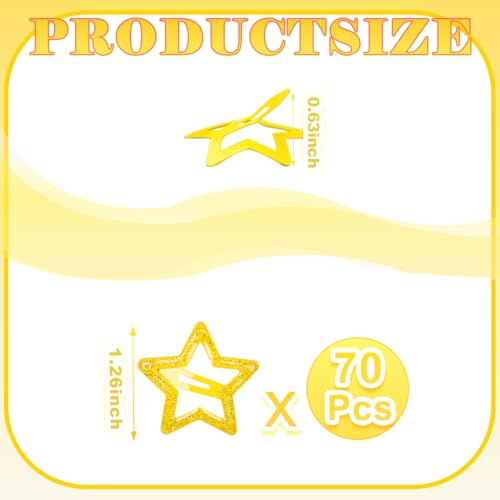 70 Pcs Metal Glitter Snap Hair Clips for Women,Small Snap Barrettes for Women Girls Thick Fine Hair (Yellow) - color: Yellow