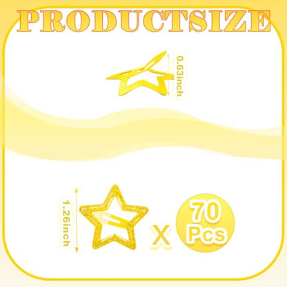 70 Pcs Metal Glitter Snap Hair Clips for Women,Small Snap Barrettes for Women Girls Thick Fine Hair (Yellow) - color: Yellow