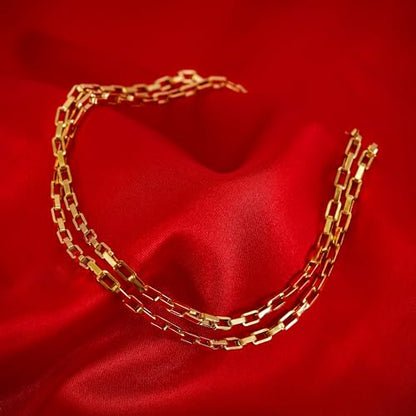 LIFETIME JEWELRY Paperclip Chain Necklace for Men and Women 24k Real Gold Plated Necklace - size: 30 inches, style: 3mm