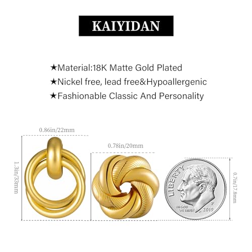 2 Pairs Gold/Silver Hoop Earrings For Women Set Trendy,14K Plated Gold Chunky Huggie Hoop Earings Pack,Oval Twisted Statement Silver Hoops,Fashion Jewelry Gift - color: 12) matte flower stud