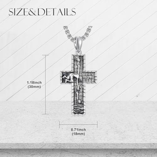 Cross Necklace for Men Women 925 Sterling Silver Cross Pendant Necklace Christian Religious Jewelry Gifts for Anniversary - color: 22-Jesus Cross