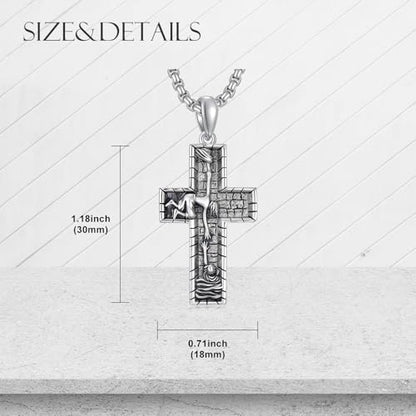 Cross Necklace for Men Women 925 Sterling Silver Cross Pendant Necklace Christian Religious Jewelry Gifts for Anniversary - color: 22-Jesus Cross