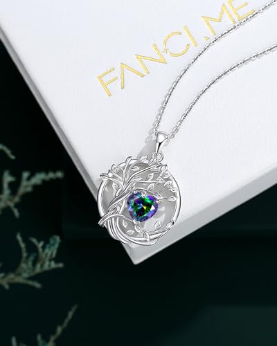 FANCIME Tree of life Birthstone necklace Sterling Silver Pendant Birthstone Necklace Gemstone Anniversary Birthday Jewelry Mothers Day Gifts for Mom Her Wife - color: Jun.-Alexandrite