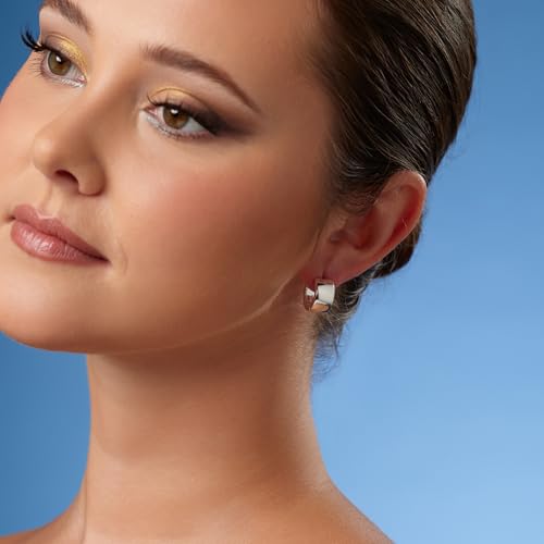 Milla Small Silver Hoop Earrings and Chunky Gold Hoops for Women | Small Chunky Silver Hoops and Thick Gold Hoop Earrings for Women. Available in 14K Gold and Silver Plated Finish - color: Silver - Thick
