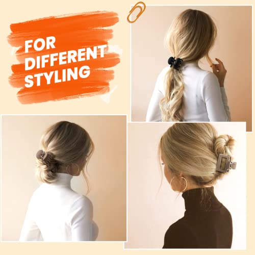 DEPOKA Matte Hair Clips for Women Girls - 2" Rectangle & 1.6" Double Row Teeth Small Jaw Clips, Non-Slip Design for Thin/Fine Hair (White, Khaki, Brown, Black) - color: White, Khaki, Brown, Black