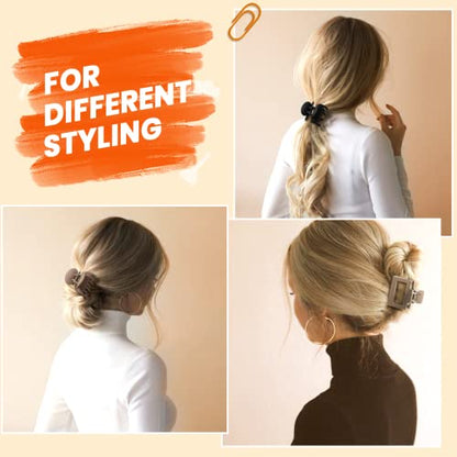 DEPOKA Matte Hair Clips for Women Girls - 2" Rectangle & 1.6" Double Row Teeth Small Jaw Clips, Non-Slip Design for Thin/Fine Hair (White, Khaki, Brown, Black) - color: White, Khaki, Brown, Black