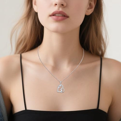 Heart Animal Necklace 925 Sterling Silver Cute Animal Pendant Jewelry Birthday Gifts for Women Girlfriend Mom Animal Lovers - style: 2 Bear