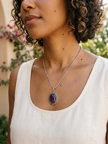 Vintage Natural Stone Pendant Necklace with Stainless Steel Chain, Rainbow Jade & Black Onyx Necklace, Gothic Boho Gemstone Jewelry for Women Men