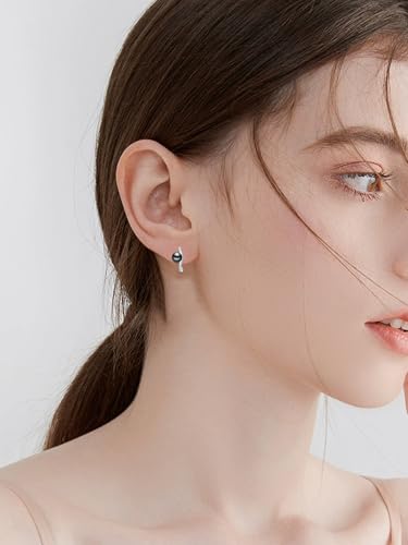 Tahitian Black Pearl Earrings Stud 925 Sterling Silver Black Pearl Earrings Birthday Jewelry Gift for Women Mom Wife Her