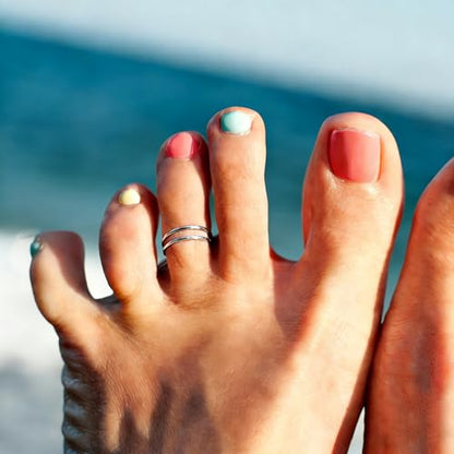14K Gold Filled Toe Rings for Women | Silver Toe Rings, Open Toe Rings, Adjustable, Summer Beach Foot Jewelry - color: Silver