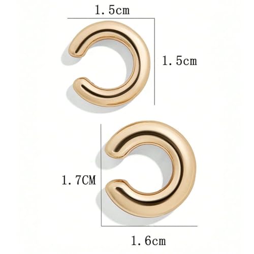 Chunky Ear Cuff Earrings, Asymmetric No Piercing Earring for Women Dainty Clip on Cartilage Ear Cuffs Fake Earrings Jewelry - color: A1-2Pcs C-Shape Gold
