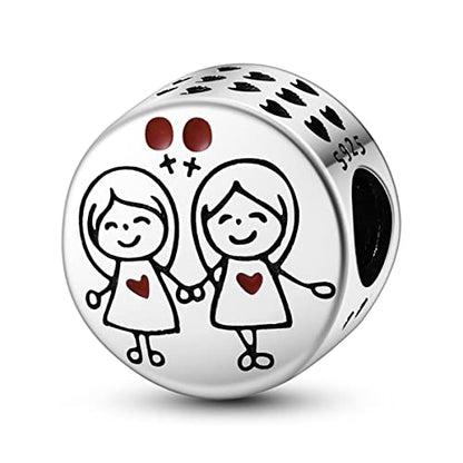 MULA 925 Sterling Silver Charms for Bracelets and Necklace Family Pendants | Airplane Travel Dangle Beads Family Tree Jewelry Charms for Women - color: Friendship Forever Charm