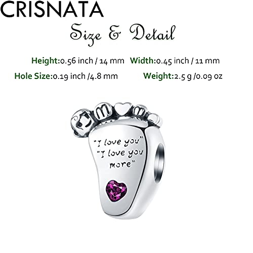 925 Sterling Silver Mothers Day Series Charms - Artist, Autism, Mother Daughter & Baby Foot Charms, Mom Crown & Nana Beads - Fits European Bracelet or Necklace - Gifts for Family, Lovers & Friends - color: Red Baby Foot Charms