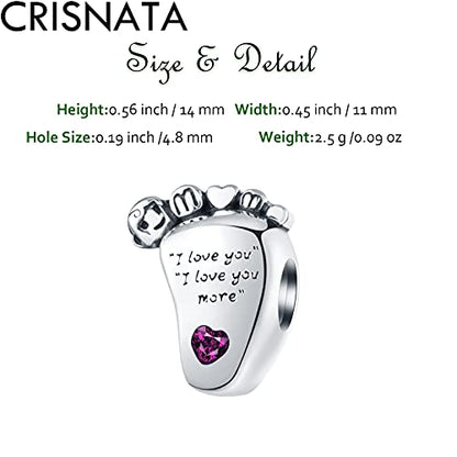 925 Sterling Silver Mothers Day Series Charms - Artist, Autism, Mother Daughter & Baby Foot Charms, Mom Crown & Nana Beads - Fits European Bracelet or Necklace - Gifts for Family, Lovers & Friends - color: Red Baby Foot Charms