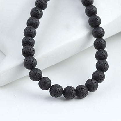 Natural Stone Beads 8mm Black Lava Polished Round Smooth Gemstone Beads for Jewelry Making 15 Inch(Black Lava,8mm) - color: Black Lava, size: 8mm