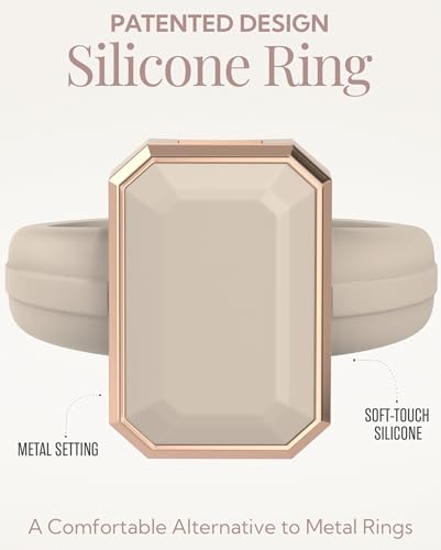 Patented Metal-Framed Silicone Rings - Emerald Collection - color: Pack B - Nude / Metal Rose Gold