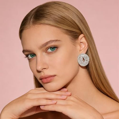 Rhinestone Earrings Dangling for Women Sparkly Silver Dangle Earrings Girls Long Chandelier Earrings Tassel Lightweight Ear Studs Cubic Zirconia (KE001S-W) - color: CZ Oval YXE065S