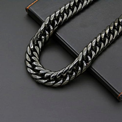 Men Curb Chain Necklace Stainless Steel/sliver/black/gold Chunky Double Tight Cuban Link Hip Hop Neck Chains for Men,width:22MM 18inch-32inch 8 Length Options - color: black, size: 30