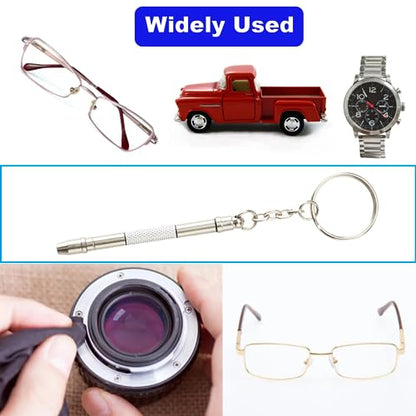 Glasses Repair Kit with Precision 5 in 1 Mini Screwdrivers Set Keychain for Eyeglasses, Sunglasses, Jewelry, Watch, Electronics, Toy, Eye glass Repairing Kit, Hex, Phillips, Flat Head (2pcs Silver) - color: 2pcs Silver