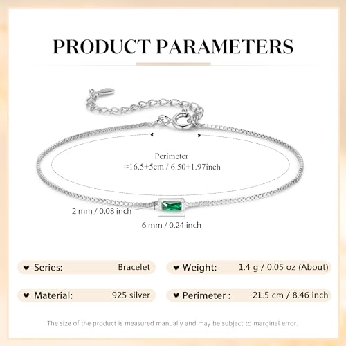 Sterling Silver Personalized 1-6 Birthstone Bracelet for Women Mothers Day Bracelet for Mom Daughter Custom Dainty Jewelry for Christmas Birthday Gift Ideas - style: Silver-1 stone