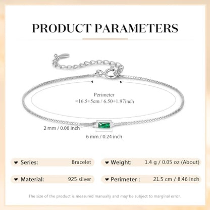 Sterling Silver Personalized 1-6 Birthstone Bracelet for Women Mothers Day Bracelet for Mom Daughter Custom Dainty Jewelry for Christmas Birthday Gift Ideas - style: Silver-1 stone