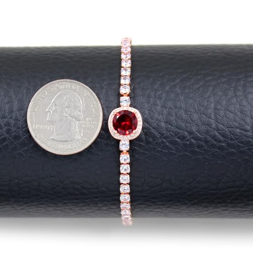 Sparkling CZ Tennis Bracelets for Women, Birthstone Slider Bolo Bracelets Trendy Birthday Valentine's Day Jewelry for Women Lady - color: Red