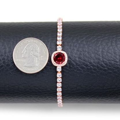 Sparkling CZ Tennis Bracelets for Women, Birthstone Slider Bolo Bracelets Trendy Birthday Valentine's Day Jewelry for Women Lady - color: Red