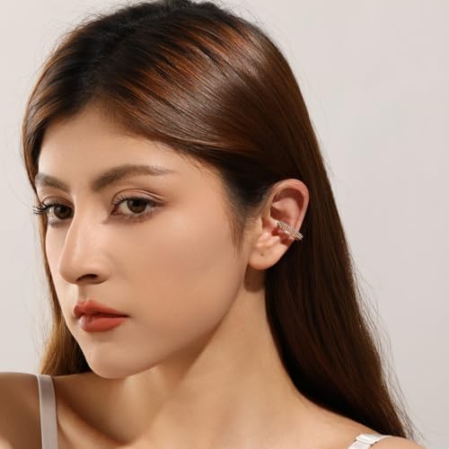 Ear Cuff for Women,Non Piercing Huggie Ear Cuff Earrings | Non Piercing Vintage Adjustable Ear Cuff Earrings Clip On Cartilage Ear Jewelry - style: Gold