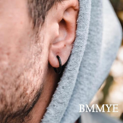5-10 Pairs Small Gold Silver Hoop Earrings for Women, Stainless Steel Earrings Set Mens Lightweight Thin Hypoallergenic Small Hoops Set - style: 5pcs-Black 8-16mm