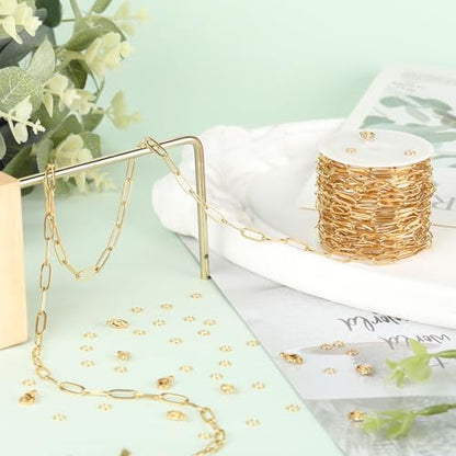 SMYHTGLIF 5 Meters Gold Chain Bulk for Jewelry Making Stainless Steel Chain | Cable Jewelry Making Chains Craft Chain Roll with Lobster Clasps and Open Jump Rings - color: Gold, size: 4×12mm