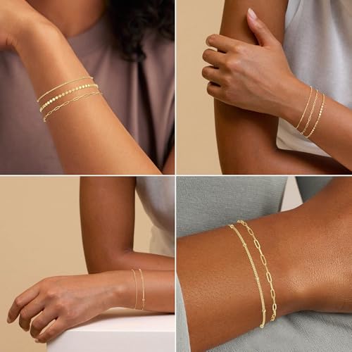 5Pcs Thin Silver Plated Bracelets Sets for Women Dainty | Silver Jewelry Trendy Stackable Rope Snake Box Figaro Chain Bracelets Pack Costume Fashion Gifts - style: 5Pcs BRACELET SET-02