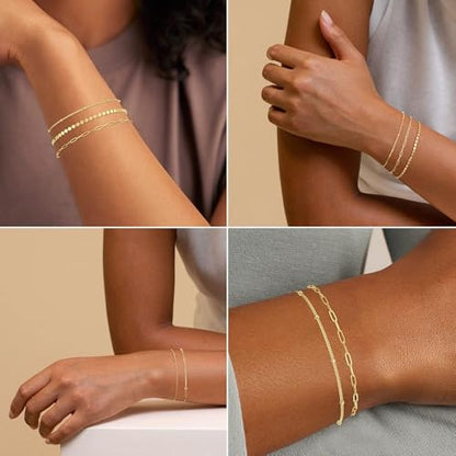5Pcs Thin Silver Plated Bracelets Sets for Women Dainty | Silver Jewelry Trendy Stackable Rope Snake Box Figaro Chain Bracelets Pack Costume Fashion Gifts - style: 5Pcs BRACELET SET-02