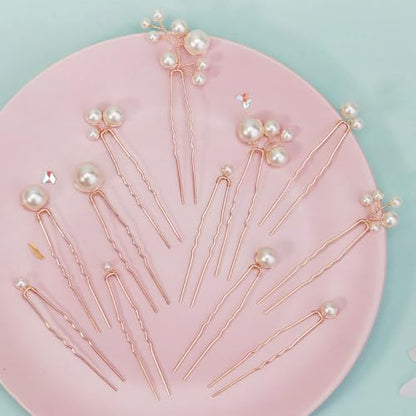 Handmade Pearl Bridal Hair Pins Wedding Hair Accessories for Women Brides Bridesmaid - color: 12Pcs Pearl Hair Pins
