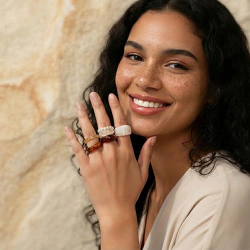 Resin Acrylic Plastic Stackable Rings for Women | Statement Chunky, Trendy Colorful, Knuckle Jewelry, Dome Thick Rings, Bulk Set - color: PurpleBlue