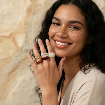Resin Acrylic Plastic Stackable Rings for Women | Statement Chunky, Trendy Colorful, Knuckle Jewelry, Dome Thick Rings, Bulk Set - color: PurpleBlue
