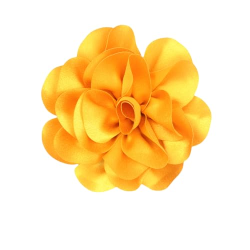 Large Rose Flower Brooches Chiffon Camellia Brooch Lapel Pins Hair Clips Hat Pins for Women Wedding Banquet Accessories Large Satin Flowers 5.5in - color: Yellow