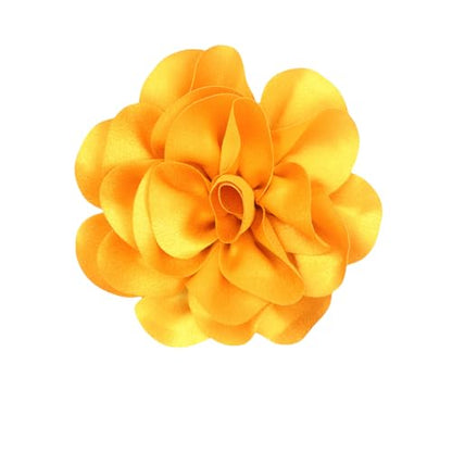 Large Rose Flower Brooches Chiffon Camellia Brooch Lapel Pins Hair Clips Hat Pins for Women Wedding Banquet Accessories Large Satin Flowers 5.5in - color: Yellow