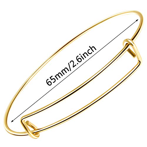 UPINS 60Pcs Silver Gold Expandable Blank Bracelets Adjustable Wire Bracelet | Stainless Steel Women Bracelets for DIY Jewelry Making Crafting Supplies for Beginners Experienced Jewelry Makers - color: Gold&Silver