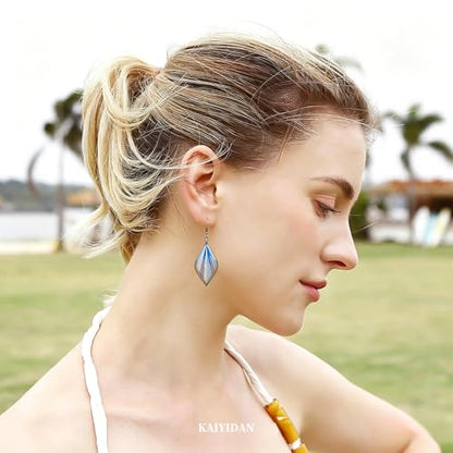 Boho Turquoise Dangle Earrings For Women Trendy,Western Blue Gemstone Drop Earings,Vintage Gothic Ethnic Statement Beach Vacation Long Birthstone Earrings with Leaf Teardrop Turquoise Crystal Tassels,Fashion Jewelry Birthday Gift. - style: A43 Handwoven B