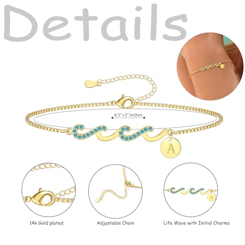 Gold Bracelets for Women Non Tarnish Graduation Gifts for Daughter 2026 Initial Bracelets for Women Mom Gifts Inspirational Wave Bracelet Grandma Letter A-Z Birthday Jewelry Christmas Stocking Stuffers - style: 19-S-Daughter