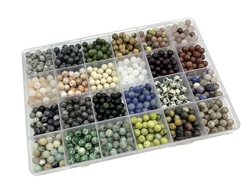 960Pcs 6mm Natural Gemstone Beads,1mm Hole Adult Jewelry Making - color: 6mm 24Color 03 Material-A