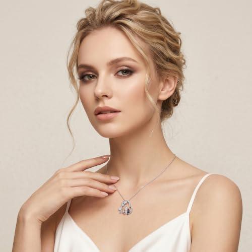 Heart Animal Necklace 925 Sterling Silver Cute Animal Pendant Jewelry Birthday Gifts for Women Girlfriend Mom Animal Lovers - style: 1-6 Two Cat
