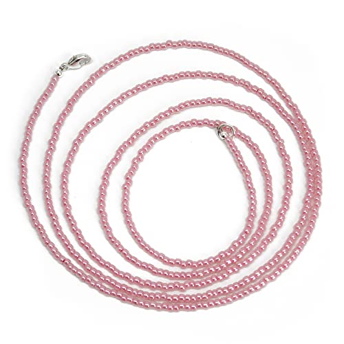 Kathy Bankston Handmade Impatiens Pink Seed Bead Necklace, Thin 1.5mm Single Strand