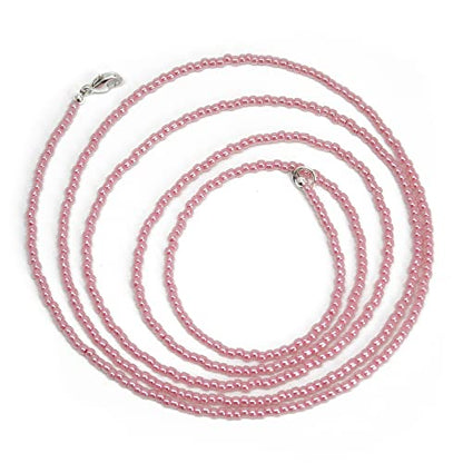 Kathy Bankston Handmade Impatiens Pink Seed Bead Necklace, Thin 1.5mm Single Strand