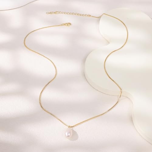 Gold Pearl Necklaces for Women Trendy, 14K Gold Plated Dainty Necklace Simple Single Double Layered Pearl Pendant Necklaces for Women Wedding Birthday Jewelry Gifts - color: 3-Irregularly-Single-Gold